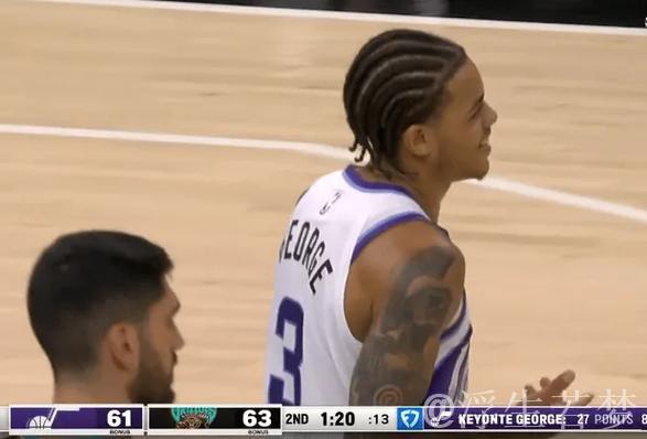 基扬特-乔治强势突破顶防得分,上半场高效砍下27分12中8 基扬特-乔治强势突破顶防得分,上半场高效砍下27分12中8